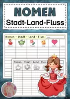 Vorschau - Arbeitsblätter - Nomen-Stadt-Land-Fluss - Spiel zum Üben der Wortart Nomen - Deckblatt