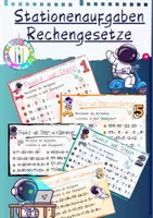 Vorschau - Stationenlernen - Stationarbeit Mathematik/Rechengesetze/Übungskartei - Deckblatt