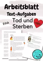 Vorschau - Arbeitsblätter - Tod und Sterben: Trauerphasen/ Ethik: Text und Arbeitsblatt - Deckblatt