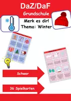 Vorschau - Spiele - Merk es dir! schwer Thema Winter 1. bis 4. Klasse Deutsch, DaZ/DaF, Fremdwörter Spiel - Deckblatt