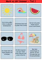 Vorschau - Arbeitsblätter - Merk es dir! schwer Thema Sommer 1. bis 4. Klasse Deutsch, DaZ/DaF, Fremdwörter Spiel - Seite 1