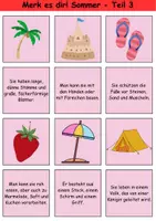 Vorschau - Arbeitsblätter - Merk es dir! schwer Thema Sommer 1. bis 4. Klasse Deutsch, DaZ/DaF, Fremdwörter Spiel - Seite 3