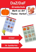 Vorschau - Arbeitsblätter - Merk es dir! schwer Thema Herbst 1. bis 4. Klasse Deutsch, DaZ/DaF, Fremdwörter Spiel - Deckblatt