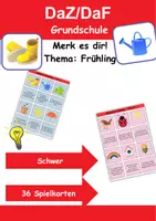 Vorschau - Arbeitsblätter - Merk es dir! schwer Thema Frühling 1. bis 4. Klasse Deutsch, DaZ/DaF, Fremdwörter Spiel - Deckblatt
