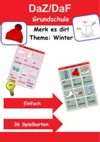 Vorschau - Arbeitsblätter - Merk es dir! einfach Thema Winter 1. bis 2. Klasse Deutsch, DaZ/DaF, Fremdwörter Spiel - Deckblatt