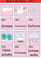 Vorschau - Arbeitsblätter - Merk es dir! einfach Thema Winter 1. bis 2. Klasse Deutsch, DaZ/DaF, Fremdwörter Spiel - Seite 1
