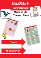 Vorschau - Arbeitsblätter - Merk es dir! einfach Thema Tiere 1. bis 2. Klasse Deutsch, DaZ/DaF, Fremdwörter Spiel - Deckblatt