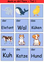 Vorschau - Arbeitsblätter - Merk es dir! einfach Thema Tiere 1. bis 2. Klasse Deutsch, DaZ/DaF, Fremdwörter Spiel - Seite 1