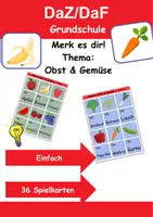 Vorschau - Arbeitsblätter - Merk es dir! einfach Thema Obst & Gemüse 1. bis 2. Klasse Deutsch, DaZ/DaF, Fremdwörter Spiel - Deckblatt