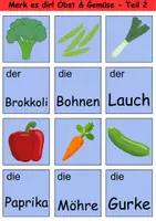 Vorschau - Arbeitsblätter - Merk es dir! einfach Thema Obst & Gemüse 1. bis 2. Klasse Deutsch, DaZ/DaF, Fremdwörter Spiel - Seite 2