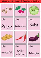 Vorschau - Arbeitsblätter - Merk es dir! einfach Thema Obst & Gemüse 1. bis 2. Klasse Deutsch, DaZ/DaF, Fremdwörter Spiel - Seite 3