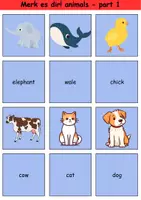 Vorschau - Arbeitsblätter - Englisch Merk es dir! Thema Tiere / Matching Pairs Game Animals 3. & 4. Klasse Englisch ,Fremdwörter Spiel - Seite 1