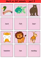 Vorschau - Arbeitsblätter - Englisch Merk es dir! Thema Tiere / Matching Pairs Game Animals 3. & 4. Klasse Englisch ,Fremdwörter Spiel - Seite 2