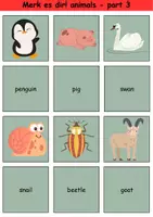 Vorschau - Arbeitsblätter - Englisch Merk es dir! Thema Tiere / Matching Pairs Game Animals 3. & 4. Klasse Englisch ,Fremdwörter Spiel - Seite 3