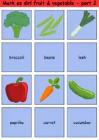 Vorschau - Arbeitsblätter - Englisch Merk es dir! Thema Obst & Gemüse / Matching Pairs Game Fruit & Vegetable 3. & 4. Klasse Englisch ,Fremdwörter Spiel - Seite 2