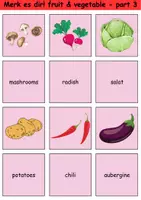 Vorschau - Arbeitsblätter - Englisch Merk es dir! Thema Obst & Gemüse / Matching Pairs Game Fruit & Vegetable 3. & 4. Klasse Englisch ,Fremdwörter Spiel - Seite 3