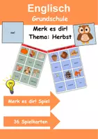 Vorschau - Arbeitsblätter - Englisch Merk es dir! Thema Herbst / Matching Pairs Game Autumn 3. & 4. Klasse Englisch ,Fremdwörter Spiel - Deckblatt