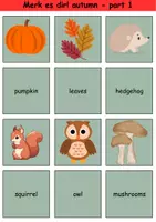 Vorschau - Arbeitsblätter - Englisch Merk es dir! Thema Herbst / Matching Pairs Game Autumn 3. & 4. Klasse Englisch ,Fremdwörter Spiel - Seite 1