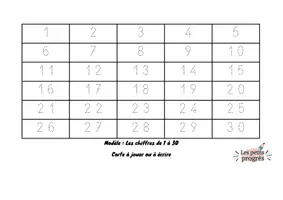 Aperçu - Jeux - Les chiffres de 1 à 30 (Frise numérique et cartes à plastifier) Maternelle - Page 3