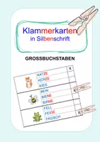 Vorschau - Spiele - Klammerkarten Silbenschrift Tiere, GROSSBUCHSTABEN - Deckblatt