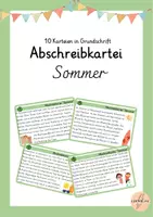 Vorschau - Aufgabenkarten - Abschreibkartei Sommer Schönschrift Lesen 10 Stück - Deckblatt