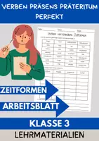 Vorschau - Arbeitsblätter - Arbeitsblatt Zeitformen Präsens Präteritum Perfekt Klasse 2 Klasse 3 - Deckblatt