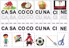 Vista previa - Unidades / Secuencias / Situaciones de Aprendizaje - Puzzle de sílabas simples con apoyo gráfico - página 1