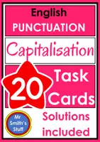 Vorschau - Stationenlernen - 20 Task Cards - English Punctuation - Capitalisation - Deckblatt