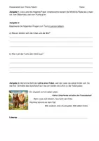 Vorschau - Test - Klassenarbeit Deutsch 📚 – Erzählung (Fabel) untersuchen: Der Löwe und der Bär nach Äsop: Wörtliche Rede, Merkmale, Textverständnis, Sprichwort, Lehre, Lückentext mit EHZ - Seite 2