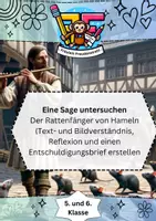 Vorschau - Arbeitsblätter - Der Rattenfänger von Hameln (Sage, Erzählung) Gebrüder Grimm (Text- und Bildverständnis, Reflexion und einen Entschuldigungsbrief verfassen) - Deckblatt