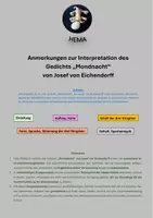 Vorschau - Arbeitsblätter - "Mondnacht" von Eichendorff - Analyse in Stichpunkten - Deckblatt