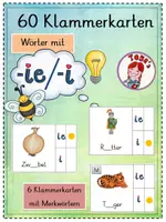 Vorschau - Spiele - Klammerkarten -ie oder -i (offene/geschlossene Silbe) - Deckblatt