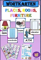 Vorschau - Spiele - WORTKARTEN: Places in a city, rooms and furniture - Deckblatt