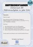 Vorschau - Aufgabenkarten - Kopfrechentandem im ZR 20 - Addition (je Zahl ein Tandem) - Seite 1