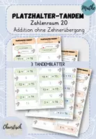 Vorschau - Aufgabenkarten - Tandemaufgaben ZR 20 - Platzhalter | Addition ohne ZÜ - Deckblatt