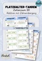 Vorschau - Aufgabenkarten - Tandemaufgaben ZR 20 - Platzhalter | Addition mit ZÜ - Deckblatt