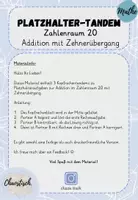 Vorschau - Aufgabenkarten - Tandemaufgaben ZR 20 - Platzhalter | Addition mit ZÜ - Seite 1