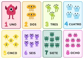 Vista previa - Hojas de trabajo - Números del 1 al 10 con monstruos. - página 1