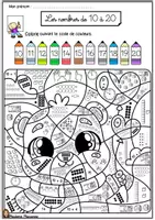 Aperçu - Feuilles d'exercices - Coloriage codé Les nombres de 10 à 20 Marie Milo - Page 1
