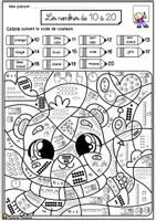 Aperçu - Feuilles d'exercices - Coloriage codé Les nombres de 10 à 20 Marie Milo - Page 2