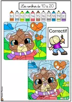Aperçu - Feuilles d'exercices - Coloriage codé Les nombres de 10 à 20 Marie Milo - Page 3