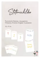 Vorschau - Stationenlernen - Stationsschilder mit Wimpelketten - Deckblatt