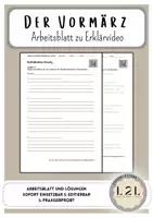 Vorschau - Arbeitsblätter - Der Vormärz - Arbeitsblatt zu Erklärvideo (YouTube) und Lösung - Deckblatt