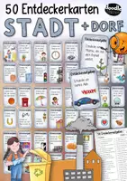Vorschau - Arbeitsblätter - 50 Entdeckerkarten Stadt / Dorf / Gemeinde Ausflüge Klassenfahrt - Deckblatt