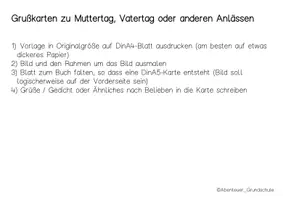 Vorschau - Mal- und Bastelvorlagen - Einfache Karten Muttertag Vatertag - Seite 1