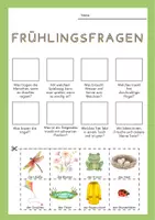 Vorschau - Arbeitsblätter - FREEBIE: 1 Seite Frühlingsfragen mit Bildern beantworten DAZ DAF - Seite 1