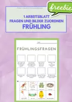 Vorschau - Arbeitsblätter - FREEBIE: 1 Seite Frühlingsfragen mit Bildern beantworten DAZ DAF - Deckblatt