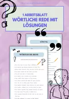 Vorschau - Arbeitsblätter - FREEBIE: Wörtliche Rede für 3. und 4. Klasse - Deckblatt