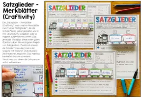 Vorschau - Arbeitsblätter - SATZGLIEDER - Merkblatt (Craftivity) 3 Versionen - Seite 1