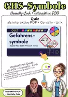 Vorschau - Stationenlernen - GHS Gefahrstoffsymbole interaktives Quiz Genially + PDF - Deckblatt